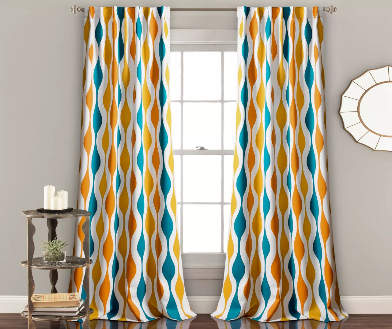 Mid-Century Geo Room-Darkening Back Tab Curtain Panel Pair 2 Mid-Century Geo Room-Darkening Back Tab Curtain Panel Pair - Image 2