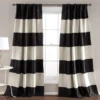 Montego Stripe Black Room-Darkening Rod Pocket Curtain Panel Pair, (84")