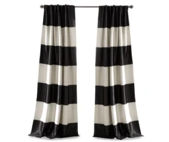 Montego Stripe Black Room-Darkening Rod Pocket Curtain Panel Pair, (84") -Cuisinart Store 810468213 6