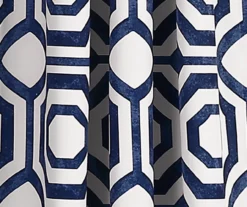 Octagon Blocks Navy Room-Darkening Rod Pocket Curtain Panel Pair, (84") -Cuisinart Store 810468216 2 1