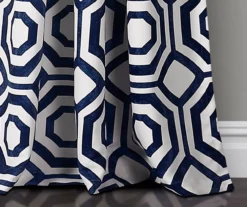 Octagon Blocks Navy Room-Darkening Rod Pocket Curtain Panel Pair, (84") -Cuisinart Store 810468216 3 1