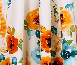 Percy Bloom Tangerine & Blue Room-Darkening Rod Pocket Curtain Panel Pair, (84") 9 Percy Bloom Tangerine & Blue Room-Darkening Rod Pocket Curtain Panel Pair, (84") -Cuisinart Store 810468219 2