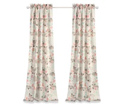 Pixie Fox Gray & Pink Room-Darkening Rod Pocket Curtain Panel Pair, (84") -Cuisinart Store 810468220 6 1
