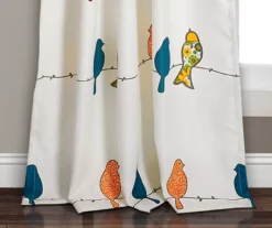 Rowley Birds Blue & Orange Room-Darkening Rod Pocket Curtain Panel Pair, (84") -Cuisinart Store 810468221 2