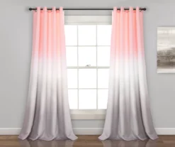 Umbre Fiesta Blush & Gray Ombre Room-Darkening Grommet Curtain Panel Pair, (95")