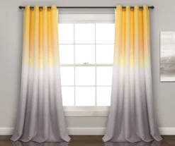 Umbre Fiesta Yellow & Gray Ombre Room-Darkening Grommet Curtain Panel Pair, (84")