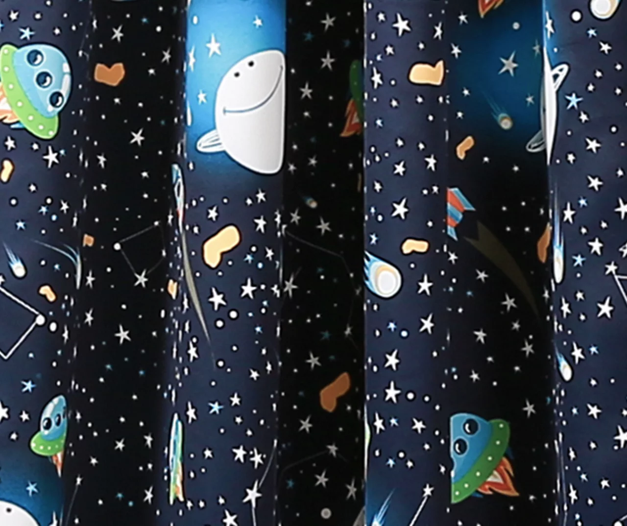 Universe Navy Room-Darkening Rod Pocket Curtain Panel Pair, (84") 3 Universe Navy Room-Darkening Rod Pocket Curtain Panel Pair, (84") - Image 3