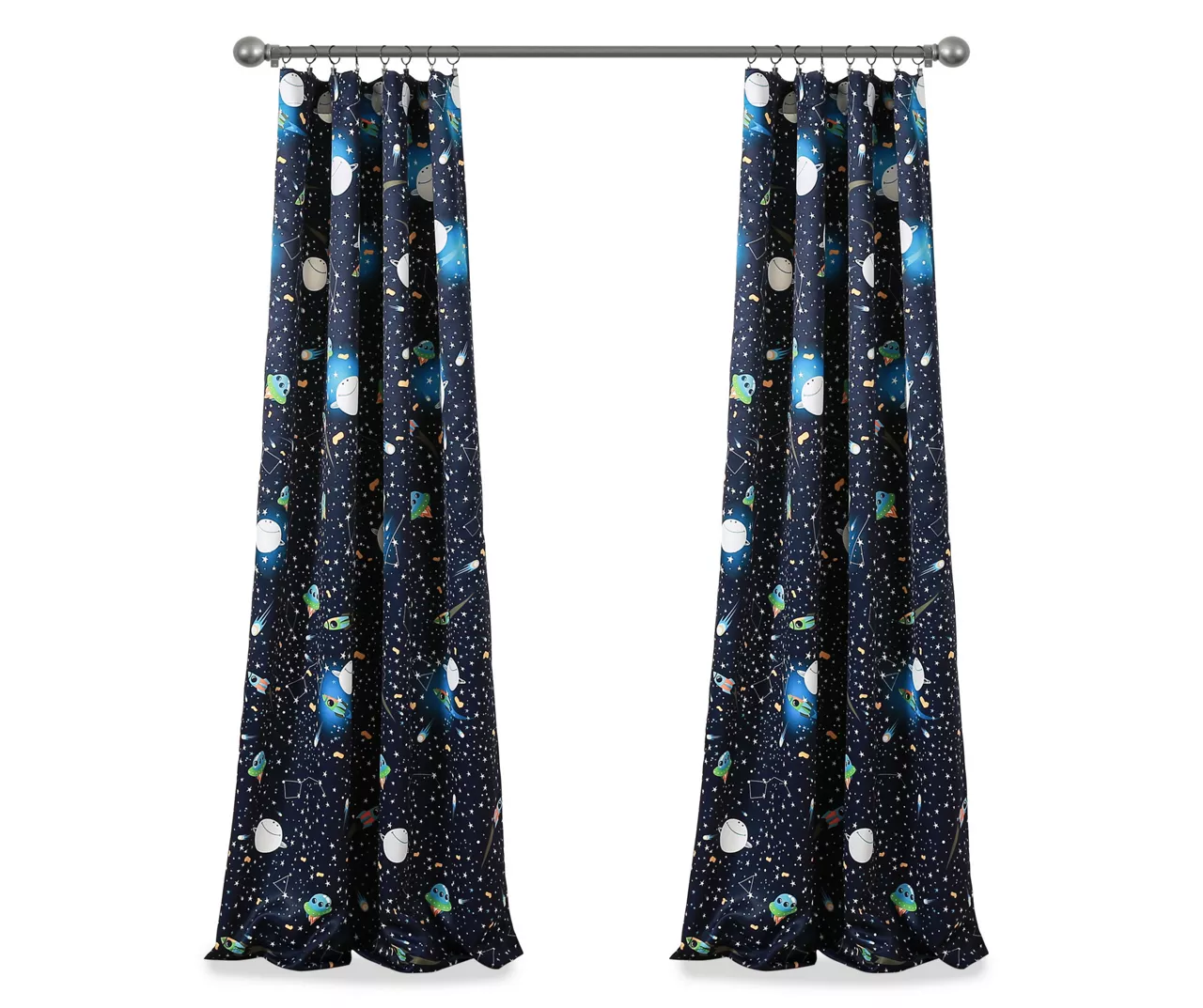Universe Navy Room-Darkening Rod Pocket Curtain Panel Pair, (84") 7 Universe Navy Room-Darkening Rod Pocket Curtain Panel Pair, (84") - Image 7