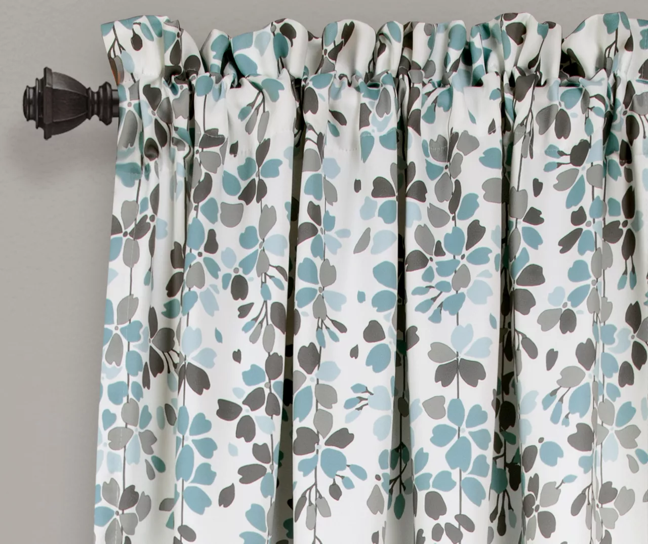 Weeping Flowers Blue & Gray Room-Darkening Rod Pocket Curtain Panel Pair, (84") 2 Weeping Flowers Blue & Gray Room-Darkening Rod Pocket Curtain Panel Pair, (84") - Image 2