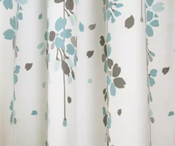 Weeping Flowers Blue & Gray Room-Darkening Rod Pocket Curtain Panel Pair, (95") -Cuisinart Store 810468231 2