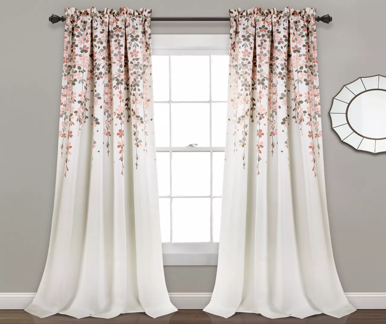 Weeping Flowers Room-Darkening Rod Pocket Curtain Panel Pair 1 Weeping Flowers Room-Darkening Rod Pocket Curtain Panel Pair