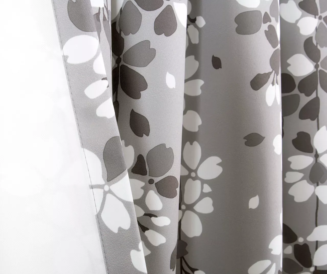 Weeping Flowers Gray Room-Darkening Rod Pocket Curtain Panel Pair, (84") 5 Weeping Flowers Gray Room-Darkening Rod Pocket Curtain Panel Pair, (84") - Image 5