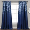 Weeping Flowers Navy Room-Darkening Rod Pocket Curtain Panel Pair, (95")