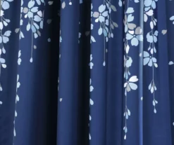 Weeping Flowers Navy Room-Darkening Rod Pocket Curtain Panel Pair, (95") -Cuisinart Store 810468236 2