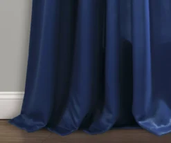 Weeping Flowers Navy Room-Darkening Rod Pocket Curtain Panel Pair, (95") -Cuisinart Store 810468236 3