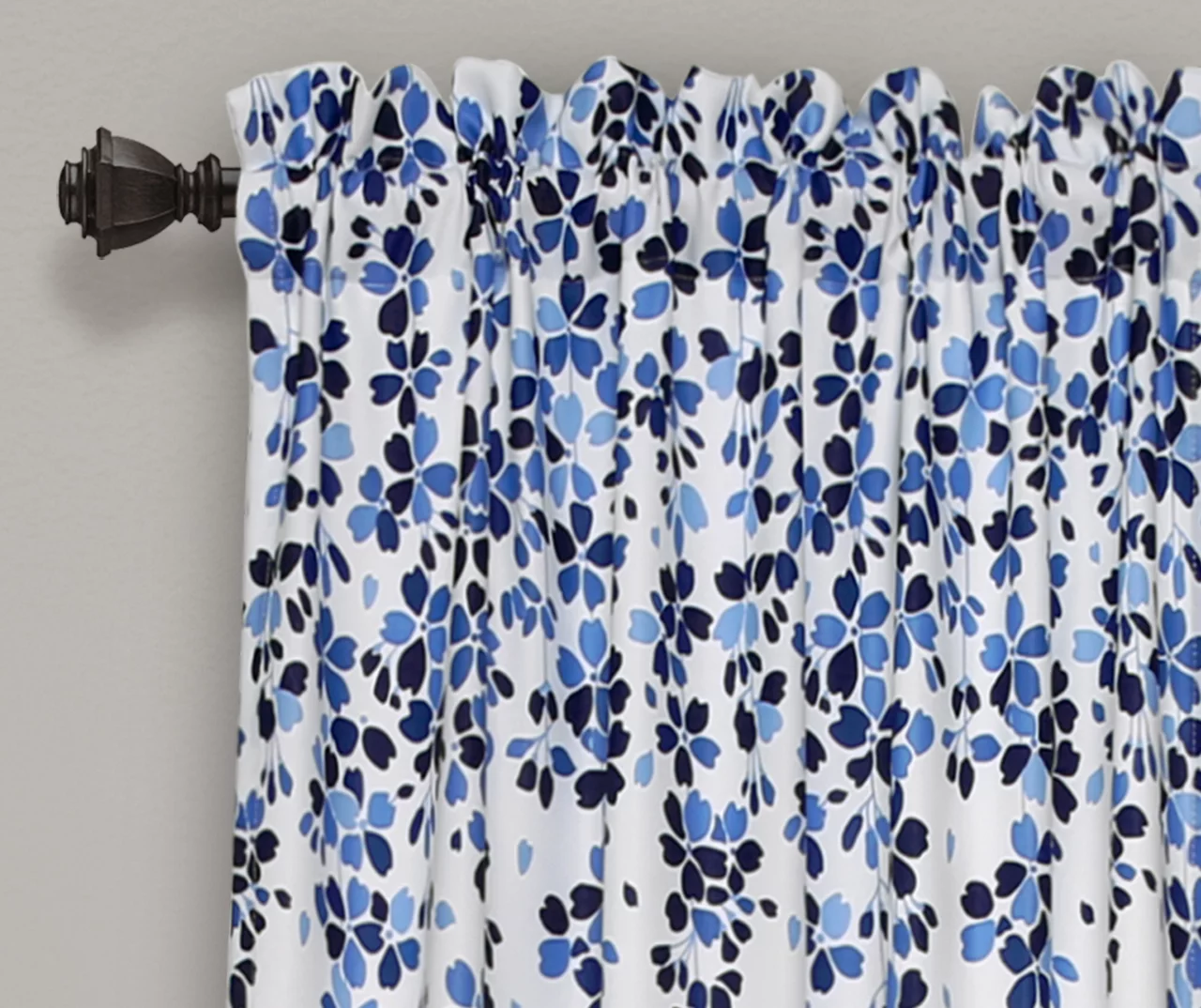 Weeping Flowers Navy & Blue Room-Darkening Rod Pocket Curtain Panel Pair, (84") 2 Weeping Flowers Navy & Blue Room-Darkening Rod Pocket Curtain Panel Pair, (84") - Image 2