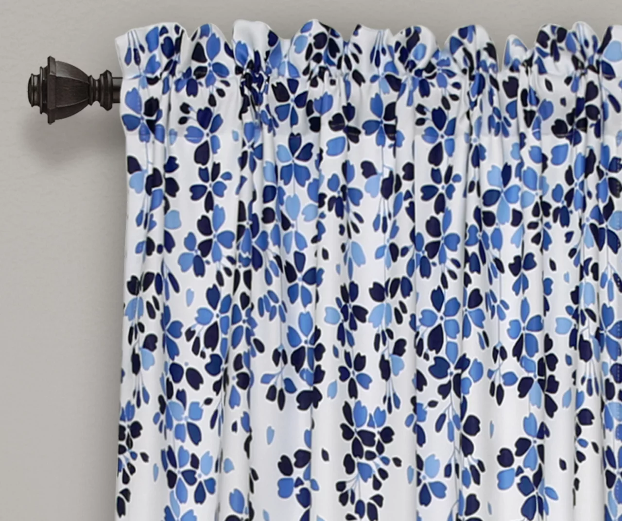 Weeping Flowers Navy & Blue Room-Darkening Rod Pocket Curtain Panel Pair, (95") 2 Weeping Flowers Navy & Blue Room-Darkening Rod Pocket Curtain Panel Pair, (95") - Image 2