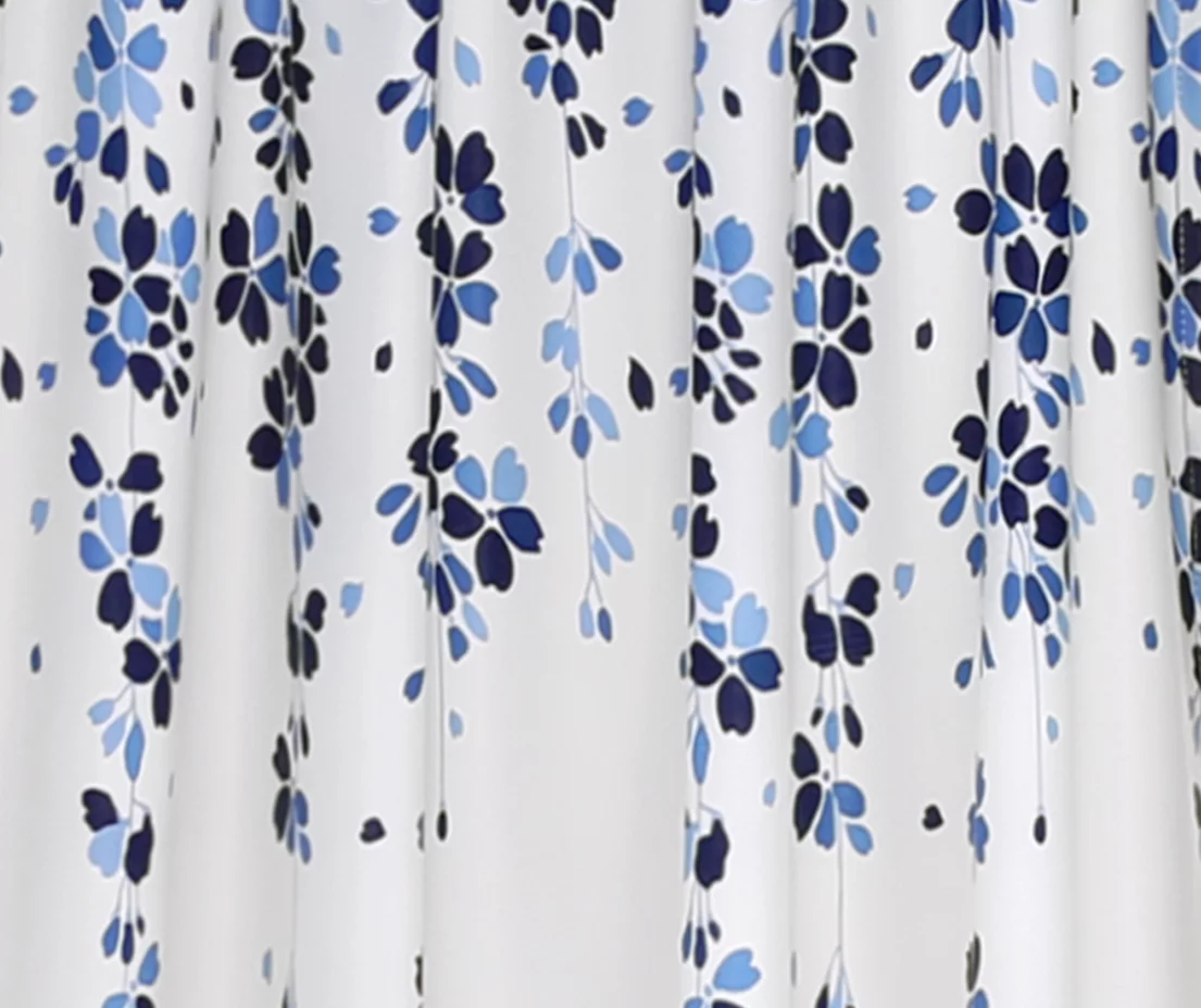 Weeping Flowers Navy & Blue Room-Darkening Rod Pocket Curtain Panel Pair, (95") 3 Weeping Flowers Navy & Blue Room-Darkening Rod Pocket Curtain Panel Pair, (95") - Image 3