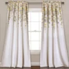 Weeping Flowers Yellow & Gray Room-Darkening Rod Pocket Curtain Panel Pair, (95")