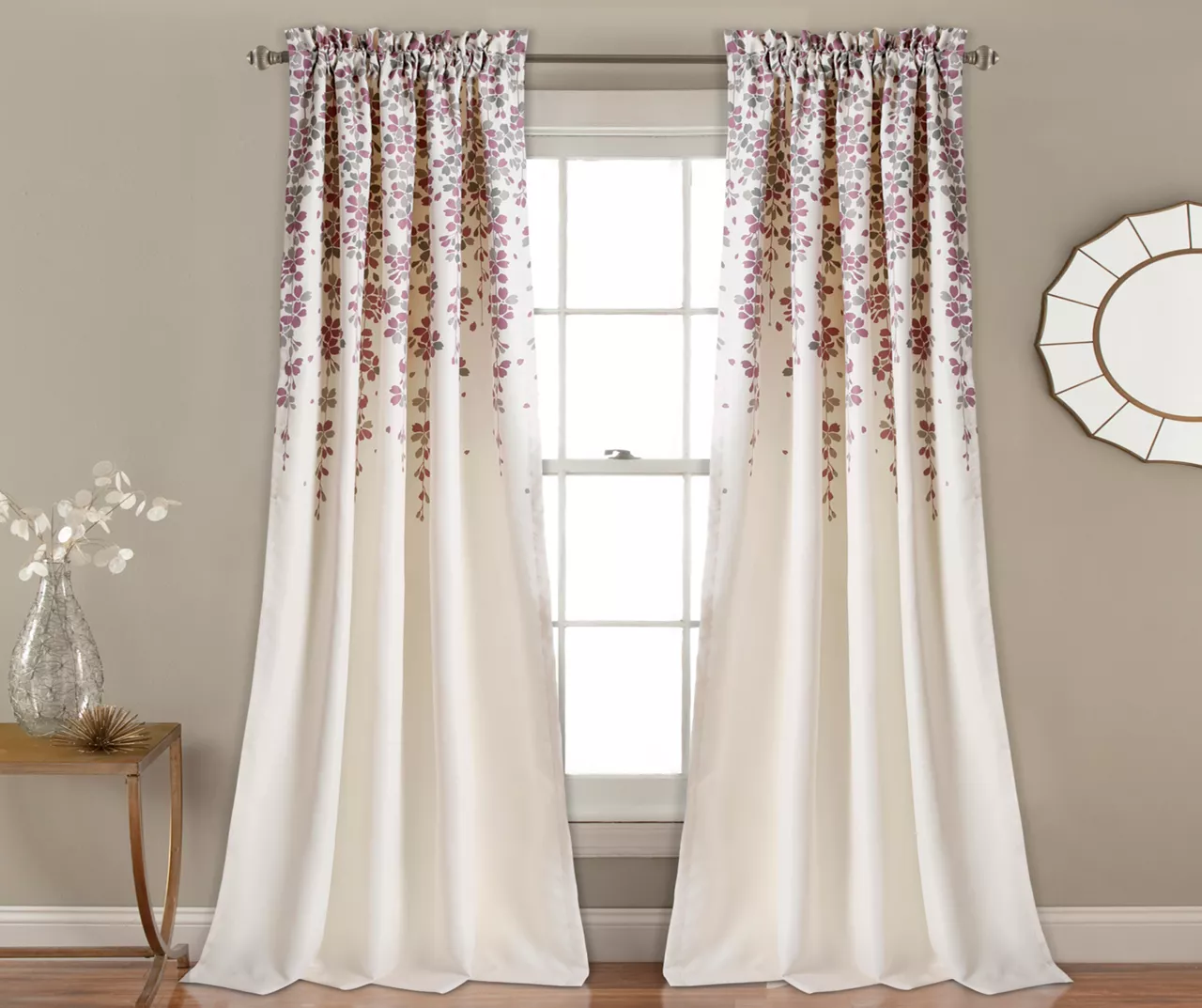 Weeping Flowers Room-Darkening Rod Pocket Curtain Panel Pair 2 Weeping Flowers Room-Darkening Rod Pocket Curtain Panel Pair - Image 2