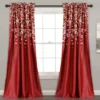 Weeping Flowers Red Room-Darkening Rod Pocket Curtain Panel Pair, (84")