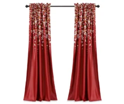 Weeping Flowers Red Room-Darkening Rod Pocket Curtain Panel Pair, (84") 13 Weeping Flowers Red Room-Darkening Rod Pocket Curtain Panel Pair, (84") -Cuisinart Store 810468242 6