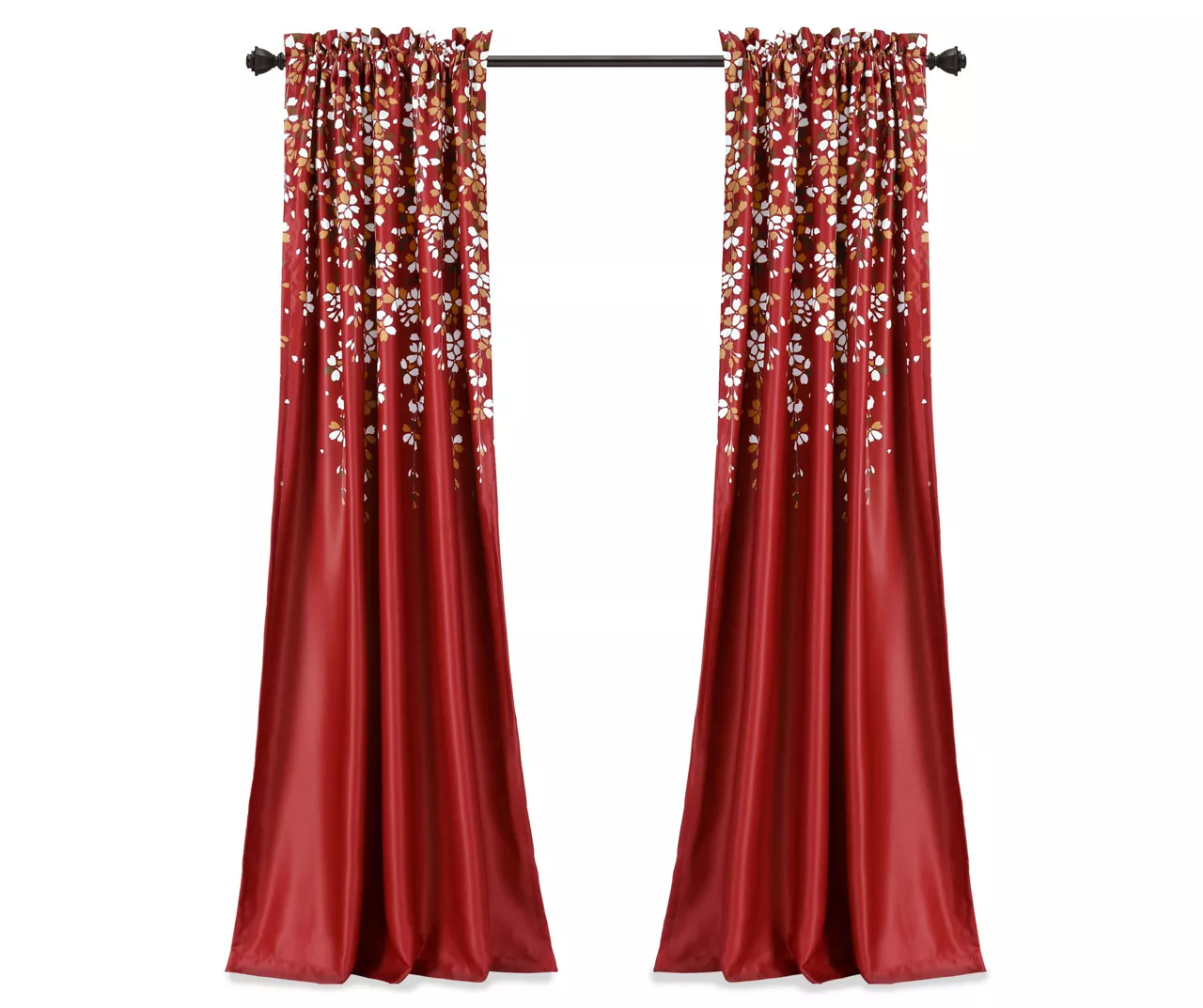 Weeping Flowers Red Room-Darkening Rod Pocket Curtain Panel Pair, (84") 7 Weeping Flowers Red Room-Darkening Rod Pocket Curtain Panel Pair, (84") - Image 7