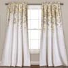 Weeping Flowers Yellow & Gray Room-Darkening Rod Pocket Curtain Panel Pair, (84")