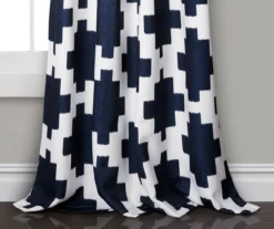 Wellow Ikat Navy & White Room-Darkening Grommet Curtain Panel Pair, (84") 10 Wellow Ikat Navy & White Room-Darkening Grommet Curtain Panel Pair, (84") -Cuisinart Store 810468245 3