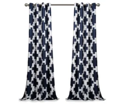 Wellow Ikat Navy & White Room-Darkening Grommet Curtain Panel Pair, (84") 13 Wellow Ikat Navy & White Room-Darkening Grommet Curtain Panel Pair, (84") -Cuisinart Store 810468245 6