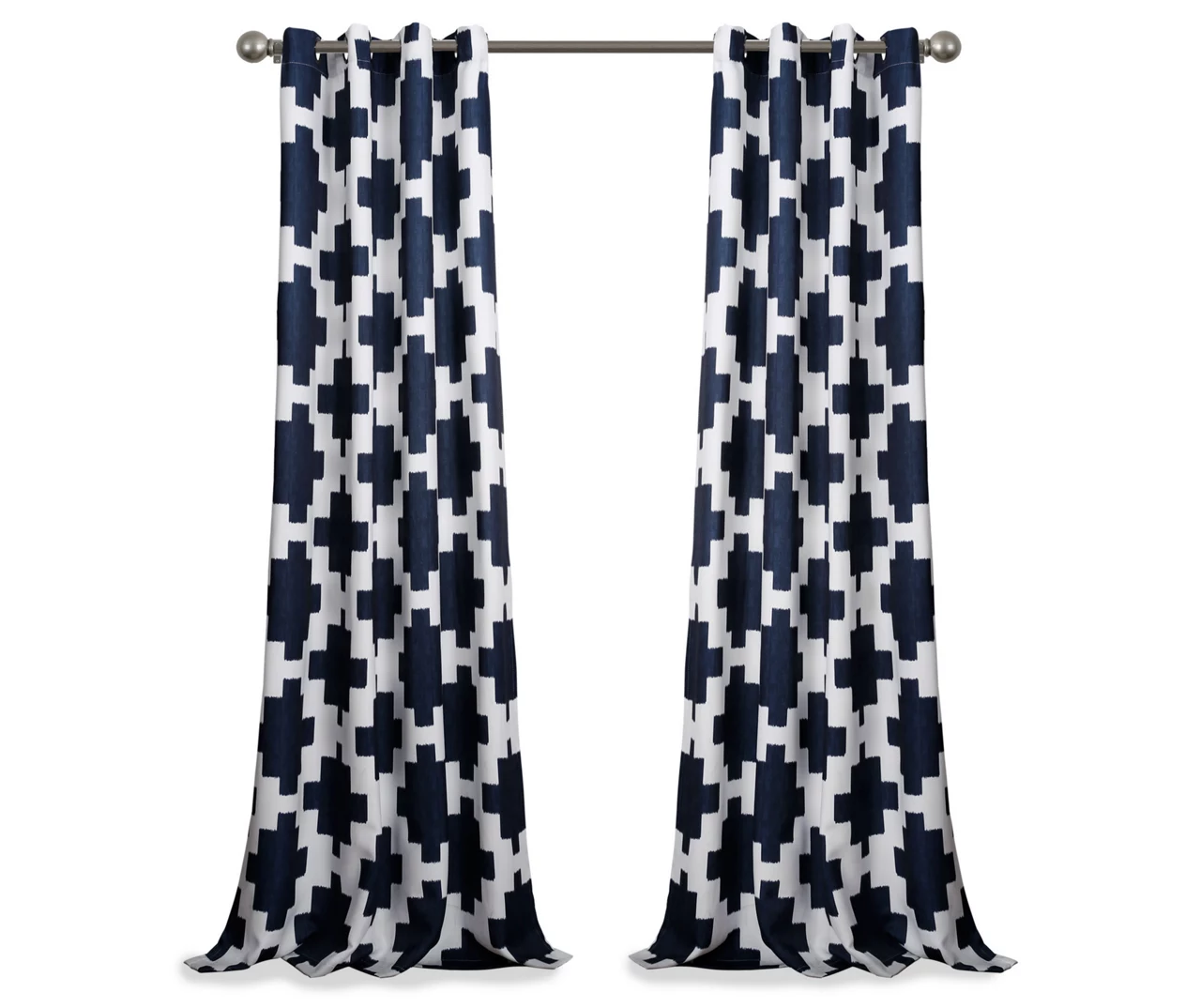 Wellow Ikat Navy & White Room-Darkening Grommet Curtain Panel Pair, (84") 7 Wellow Ikat Navy & White Room-Darkening Grommet Curtain Panel Pair, (84") - Image 7