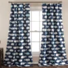 Whale Navy Room-Darkening Rod Pocket Curtain Panel Pair, (84")