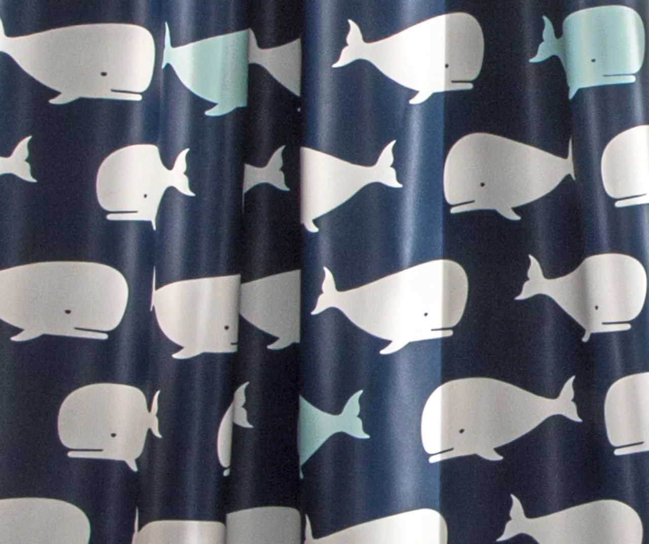 Whale Navy Room-Darkening Rod Pocket Curtain Panel Pair, (84") 3 Whale Navy Room-Darkening Rod Pocket Curtain Panel Pair, (84") - Image 3