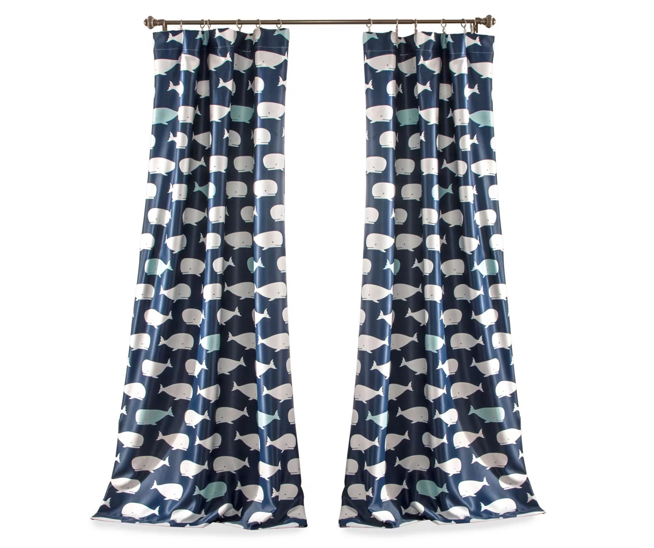 Whale Navy Room-Darkening Rod Pocket Curtain Panel Pair, (84") 7 Whale Navy Room-Darkening Rod Pocket Curtain Panel Pair, (84") - Image 7