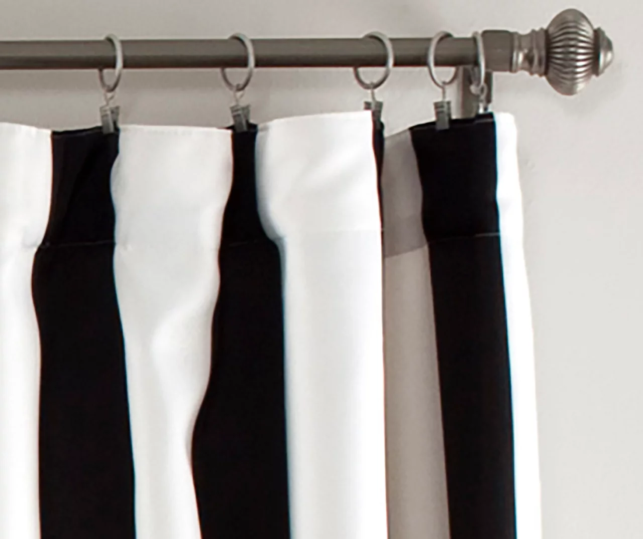 Wilbur Stripe Black & White Room-Darkening Back Tab Curtain Panel Pair, (108") 2 Wilbur Stripe Black & White Room-Darkening Back Tab Curtain Panel Pair, (108") - Image 2