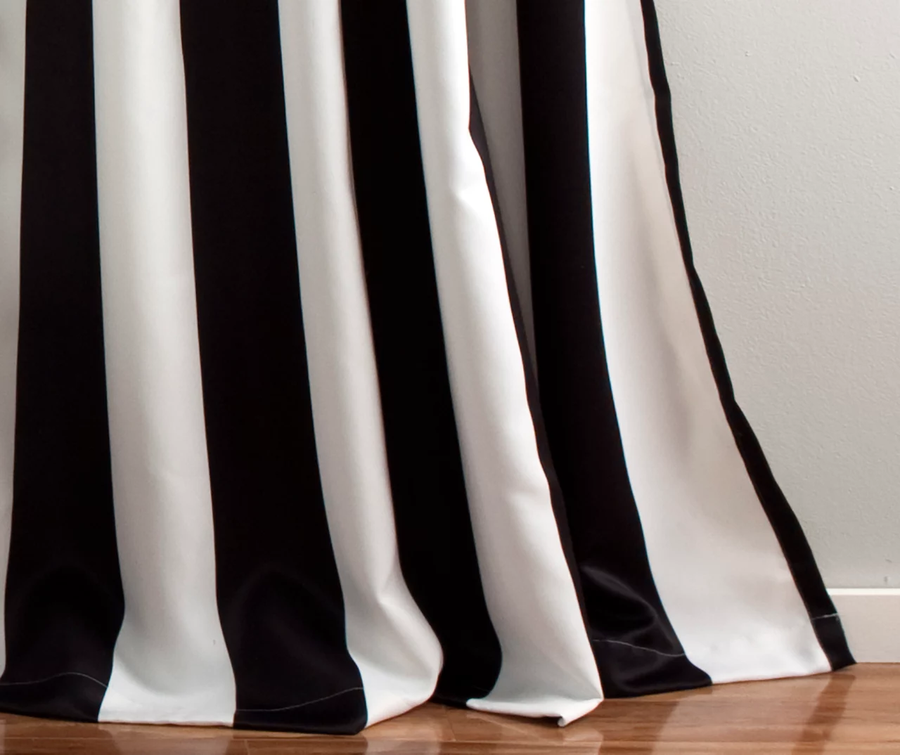 Wilbur Stripe Black & White Room-Darkening Back Tab Curtain Panel Pair, (108") 3 Wilbur Stripe Black & White Room-Darkening Back Tab Curtain Panel Pair, (108") - Image 3