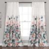 Zuri Flora Blue & Coral Room-Darkening Back Tab Curtain Panel Pair, (95")