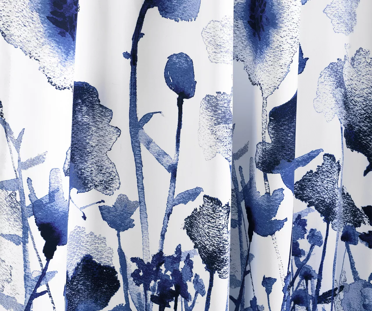 Zuri Flora Navy & White Room-Darkening Back Tab Curtain Panel Pair, (95") 4 Zuri Flora Navy & White Room-Darkening Back Tab Curtain Panel Pair, (95") - Image 4