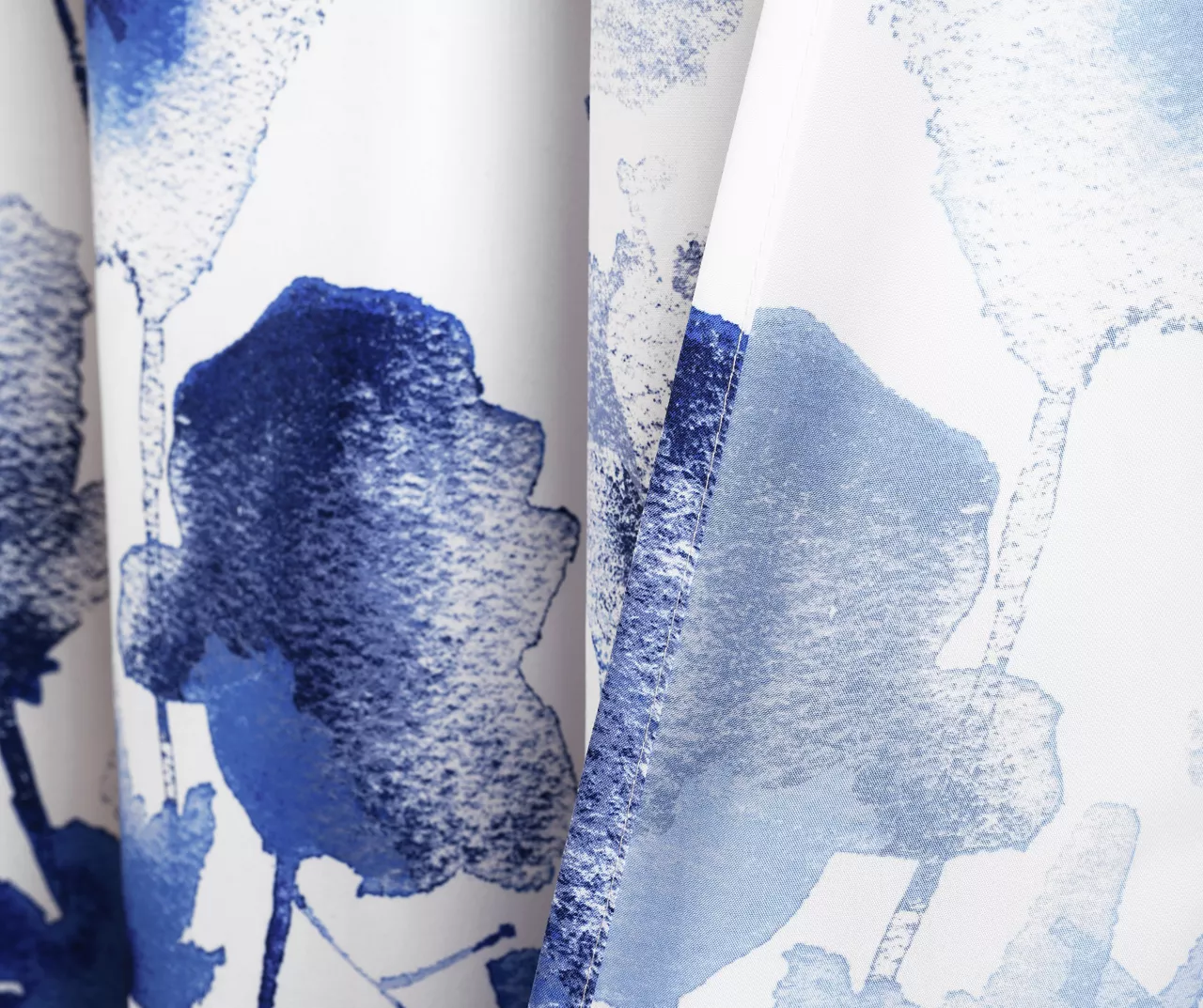 Zuri Flora Navy & White Room-Darkening Back Tab Curtain Panel Pair, (95") 5 Zuri Flora Navy & White Room-Darkening Back Tab Curtain Panel Pair, (95") - Image 5