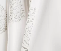 Teardrop Leaf Gray Room-Darkening Back Tab Curtain Panel Pair, (95") -Cuisinart Store 810468258 4