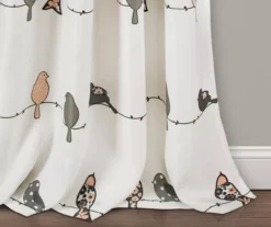 Rowley Birds Blush & Gray Room-Darkening Rod Pocket Curtain Panel Pair, (95") -Cuisinart Store 810468261 2