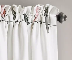 Rowley Birds Blush & Gray Room-Darkening Rod Pocket Curtain Panel Pair, (84") -Cuisinart Store 810468262 2