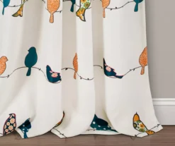 Rowley Birds Blue & Orange Room-Darkening Rod Pocket Curtain Panel Pair, (95") -Cuisinart Store 810468263 2