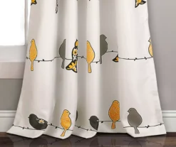 Rowley Birds Yellow & Gray Room-Darkening Rod Pocket Curtain Panel Pair, (95") -Cuisinart Store 810468264 3