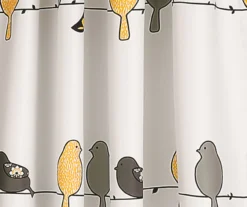 Rowley Birds Yellow & Gray Room-Darkening Rod Pocket Curtain Panel Pair, (84") -Cuisinart Store 810468265 2