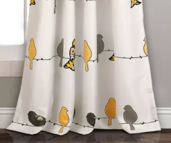 Rowley Birds Yellow & Gray Room-Darkening Rod Pocket Curtain Panel Pair, (84") -Cuisinart Store 810468265 3