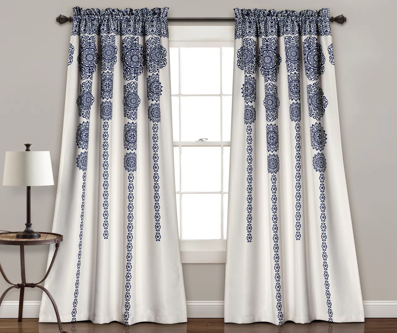 Stripe Medallion Room-Darkening Rod Pocket Curtain Panel Pair 4 Stripe Medallion Room-Darkening Rod Pocket Curtain Panel Pair - Image 4