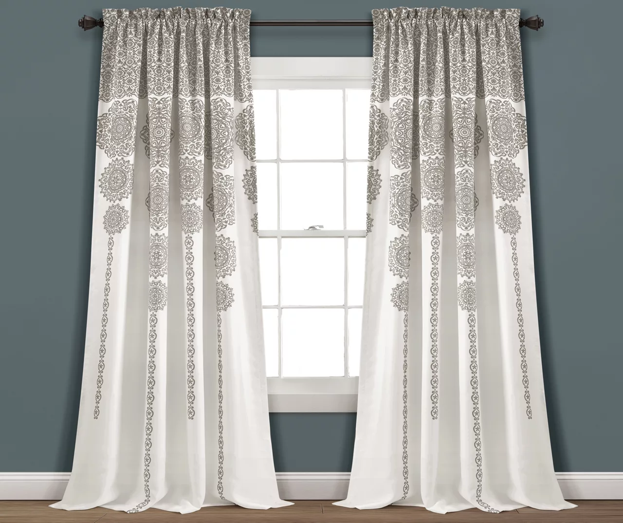 Stripe Medallion Room-Darkening Rod Pocket Curtain Panel Pair 3 Stripe Medallion Room-Darkening Rod Pocket Curtain Panel Pair - Image 3