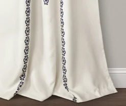 Stripe Medallion Navy Room-Darkening Rod Pocket Curtain Panel Pair, (95") -Cuisinart Store 810468271 3