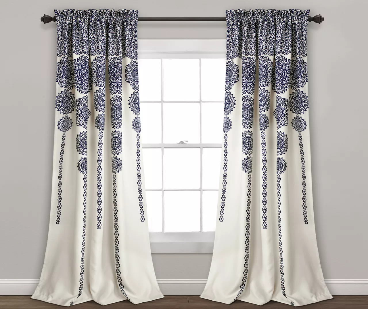 Stripe Medallion Room-Darkening Rod Pocket Curtain Panel Pair 5 Stripe Medallion Room-Darkening Rod Pocket Curtain Panel Pair - Image 5
